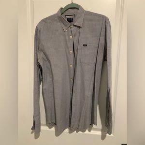 RVCA long sleeve button down shirt with checkered pattern. Size Large.
